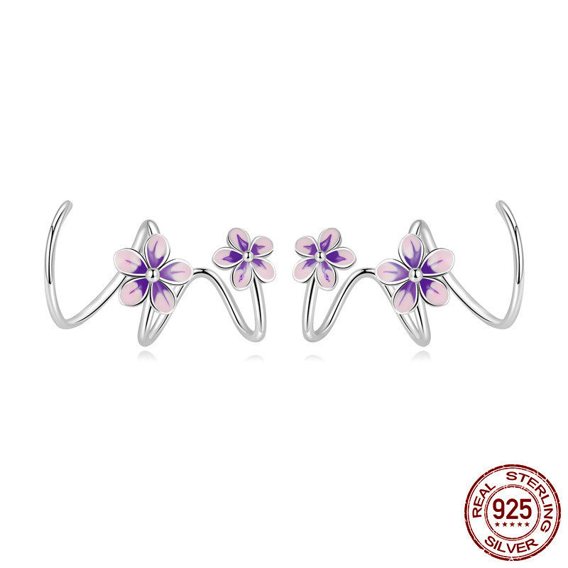 Personalized zircon earrings with floral design in sterling silver for a delicate and elegant look