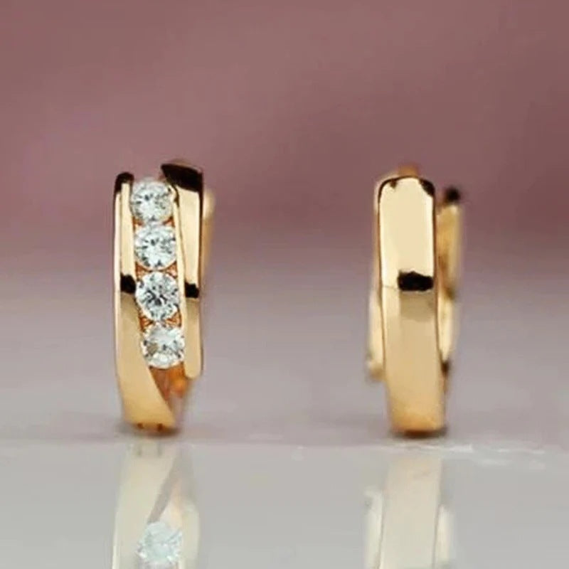 Gold Statement Earrings with Sparkling Crystals, perfect round face earrings for slimming effect