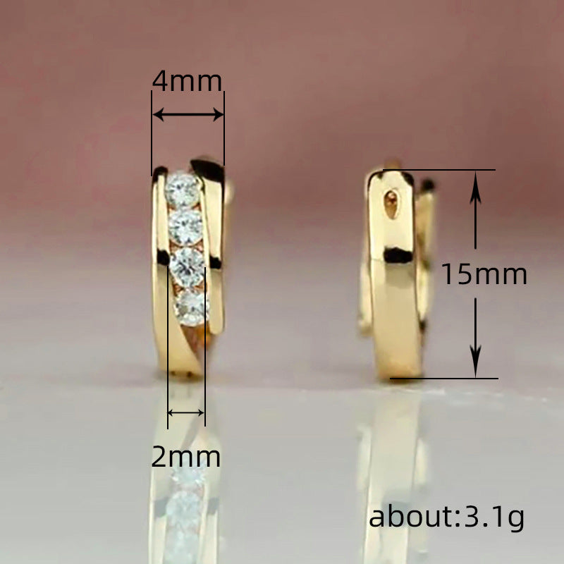 Gold Statement Earrings Hoops featuring diamonds, ideal round face earrings for slimming effect.