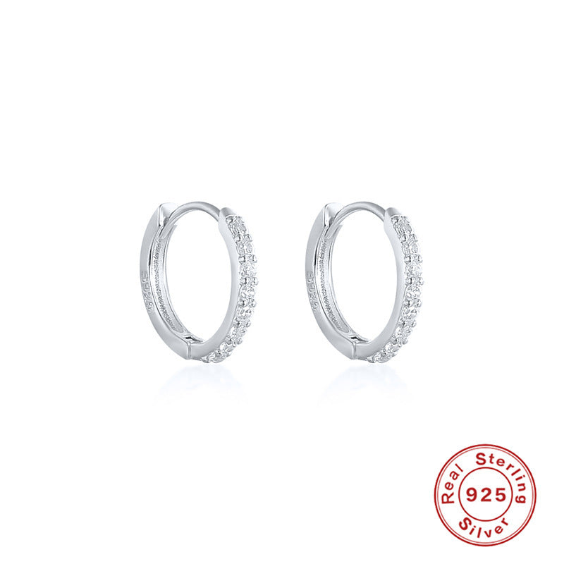 Unisex silver hoops USA with sparkling crystals, crafted from real sterling silver for everyday elegance