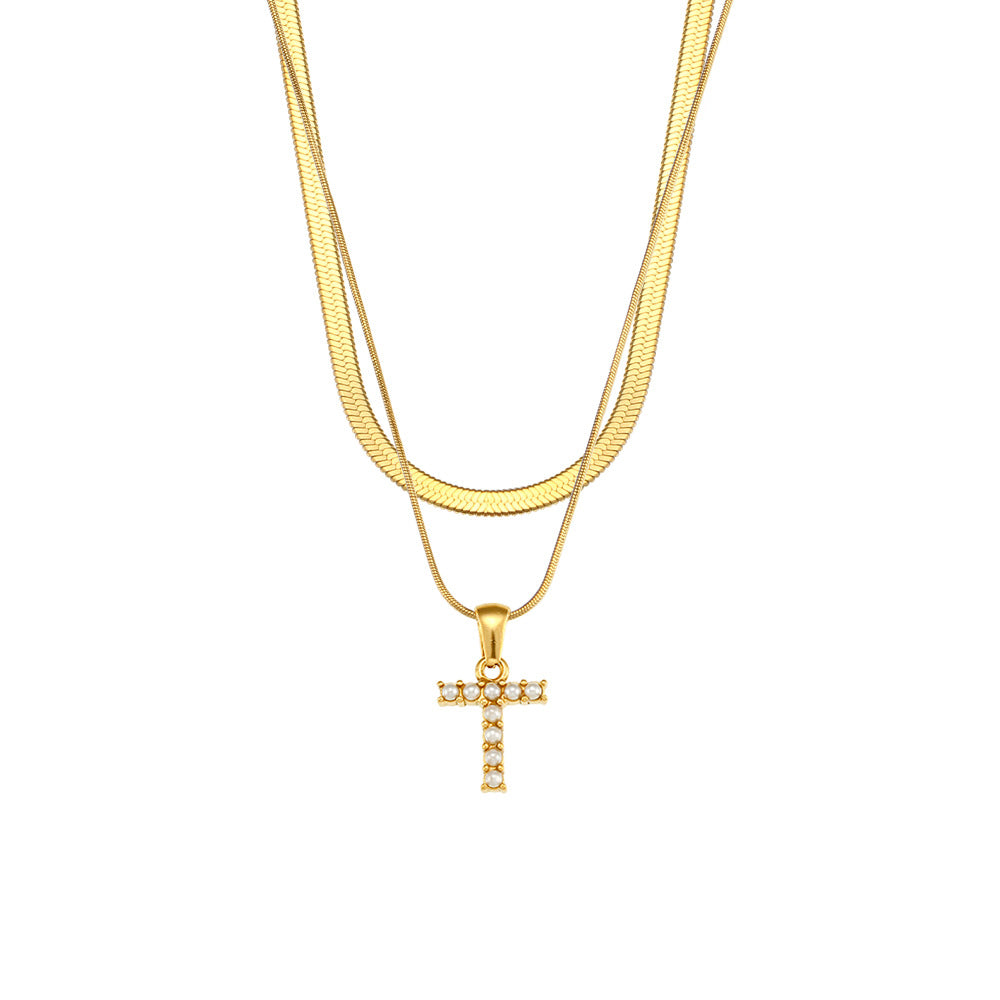 Fiona Layered Gold Initial Letter Necklace
