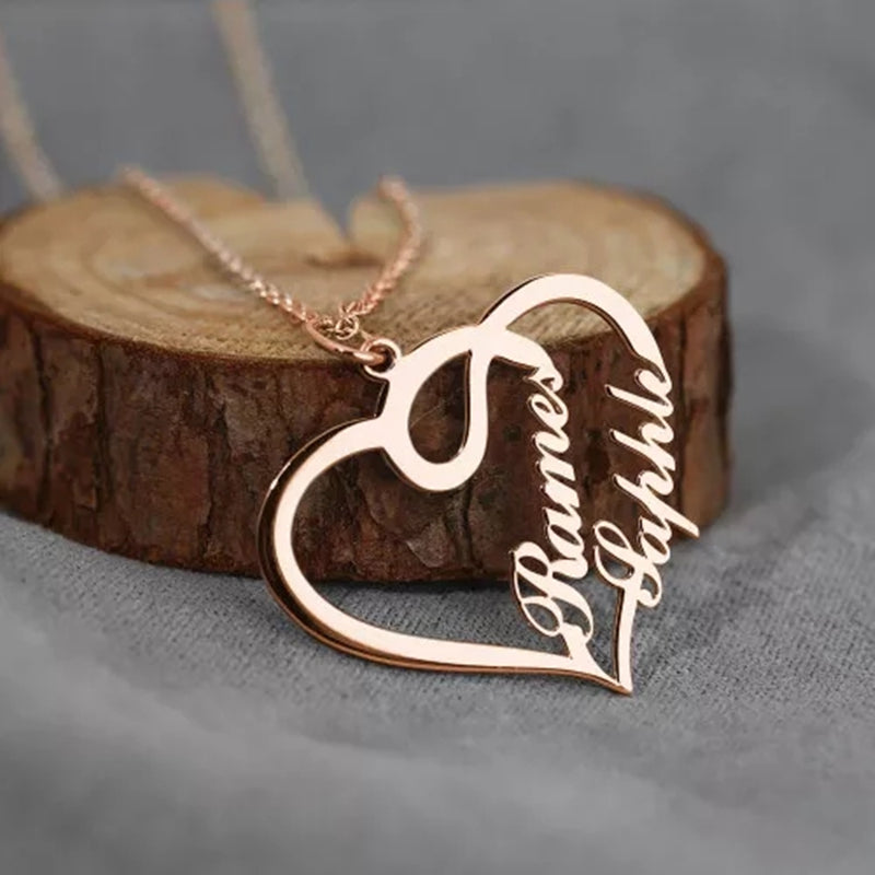 Eternal Love: Custom Double Heart Necklace - Personalized Gift