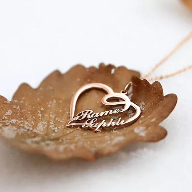 Eternal Love: Custom Double Heart Necklace - Personalized Gift