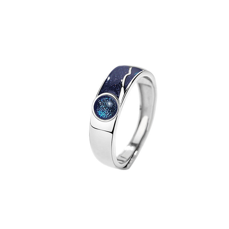 Star Galaxy Couple Ring Sterling Silver