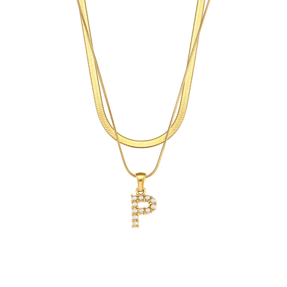 Fiona Layered Gold Initial Letter Necklace
