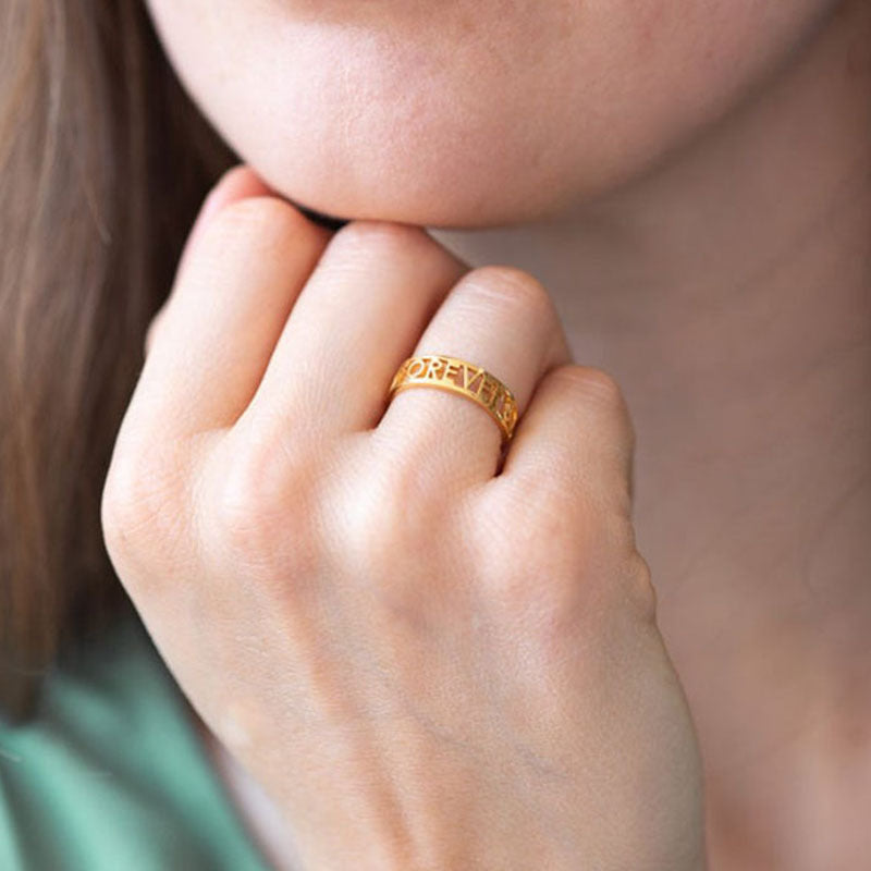 Custom Stainless Steel Name Ring Handmade Letters