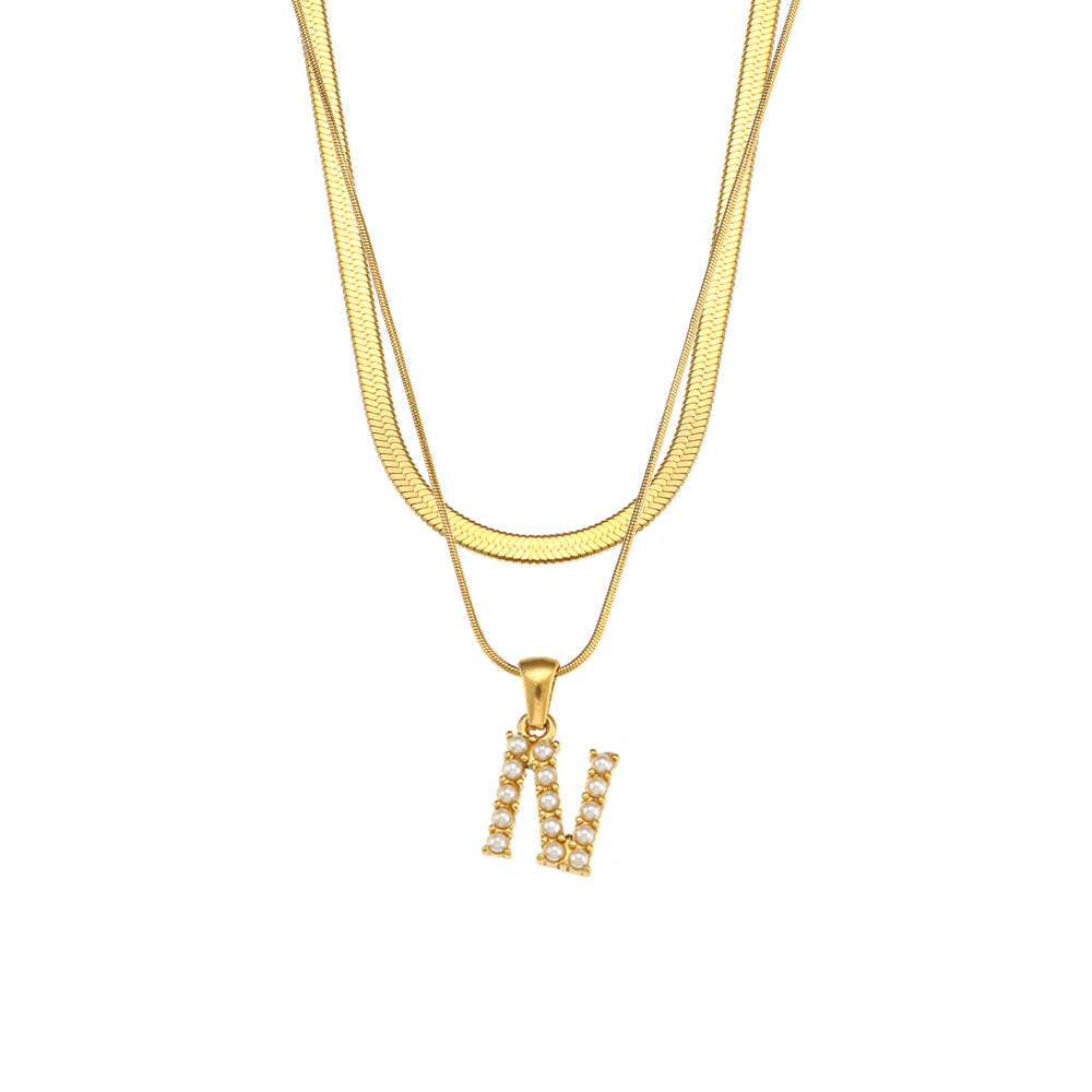 Fiona Layered Gold Initial Letter Necklace