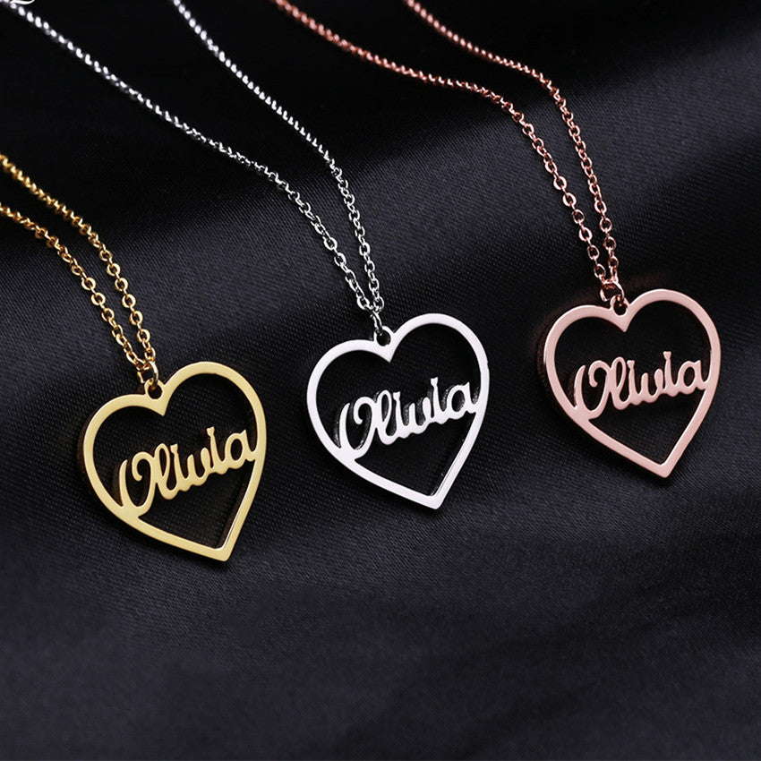 Personalized Custom Heart Pendant Letter Necklace