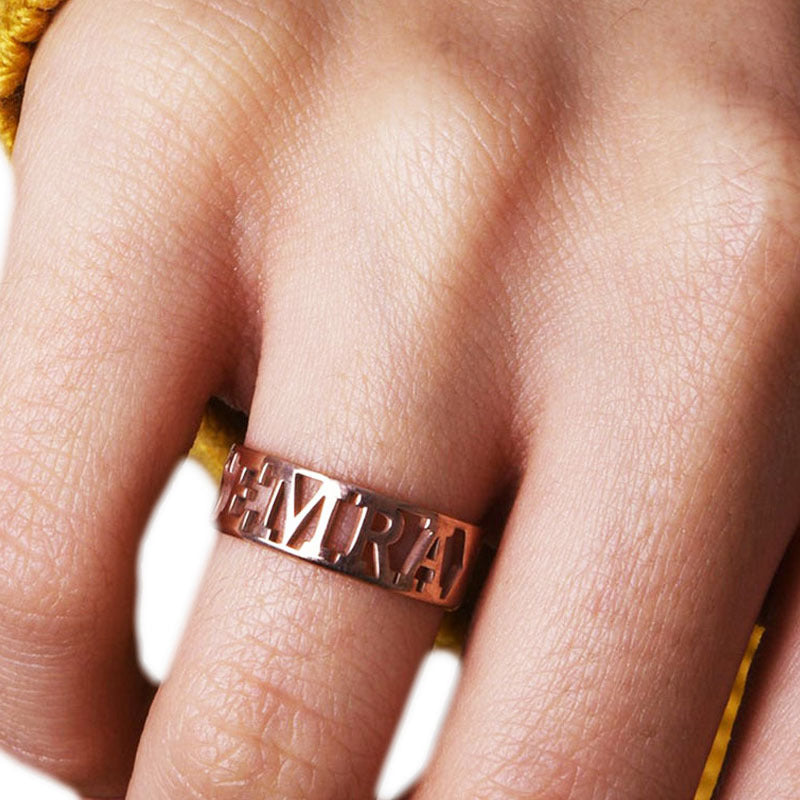 Custom Stainless Steel Name Ring Handmade Letters