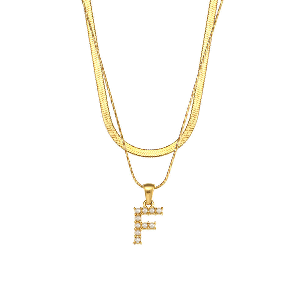 Fiona Layered Gold Initial Letter Necklace