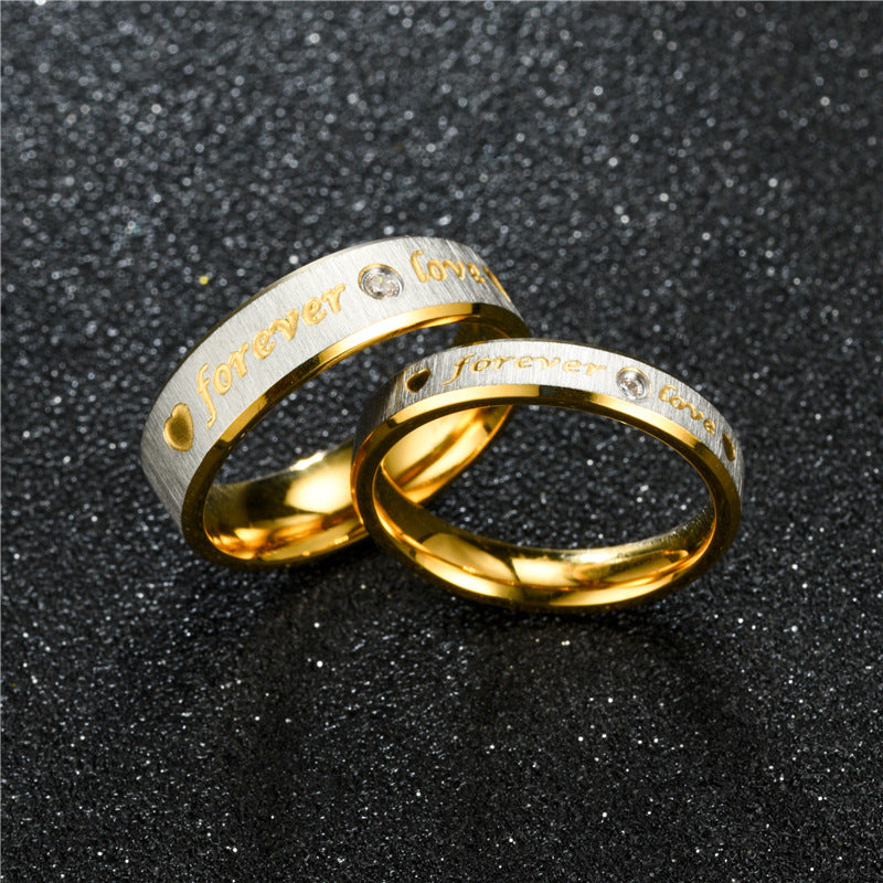 European And American Fashion Couple Double Beveled Sand Face Diamond Ring