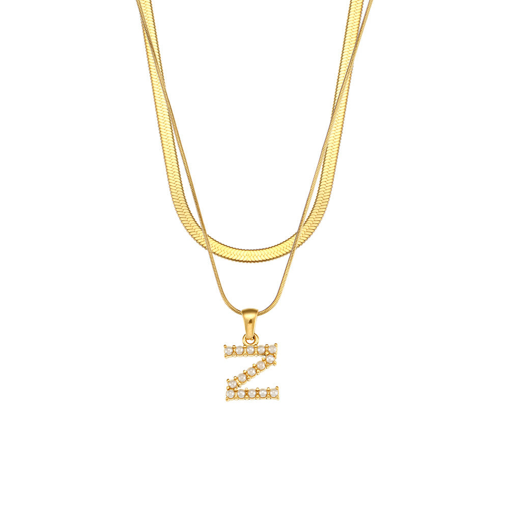 Fiona Layered Gold Initial Letter Necklace