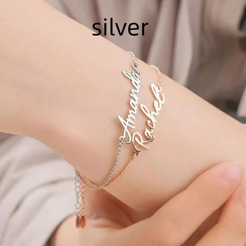 English Letter Name Personalized Cross Chain Customized Bracelet