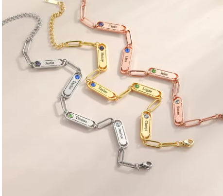 Custom Name Bracelet With Birthstone Personalized