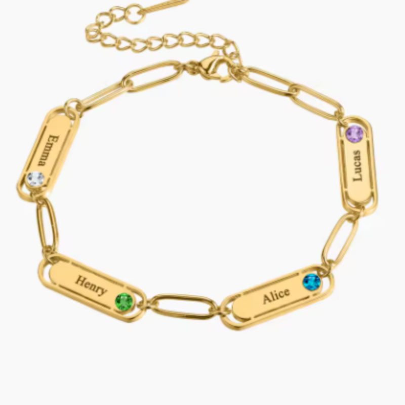 Custom Name Bracelet With Birthstone Personalized