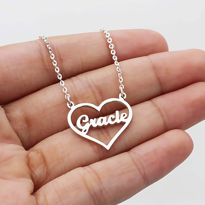 Personalized Custom Heart Pendant Letter Necklace