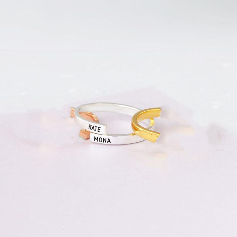 Custom Name Ring Gold Plated Couple