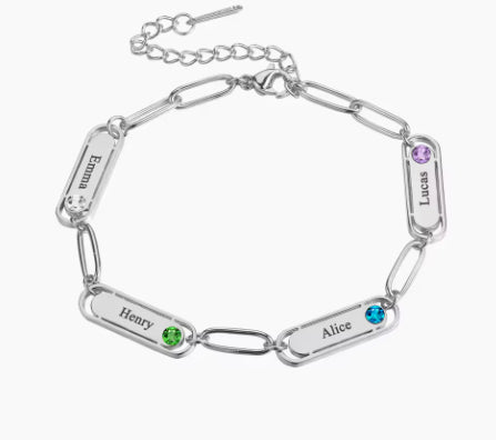 Custom Name Bracelet With Birthstone Personalized