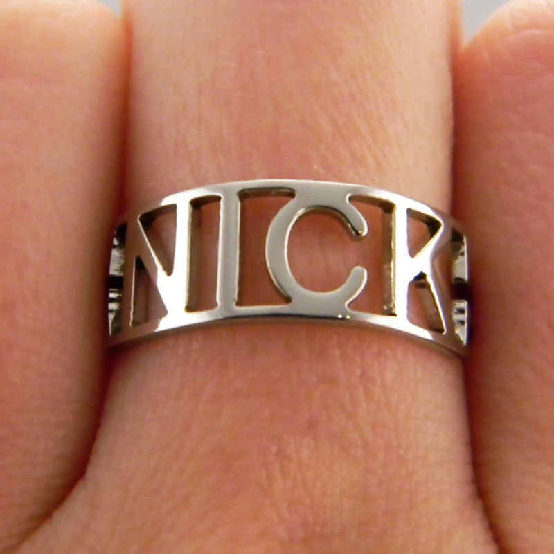 Custom Stainless Steel Name Ring Handmade Letters