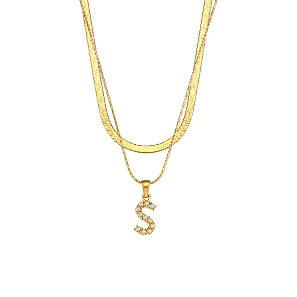 Fiona Layered Gold Initial Letter Necklace