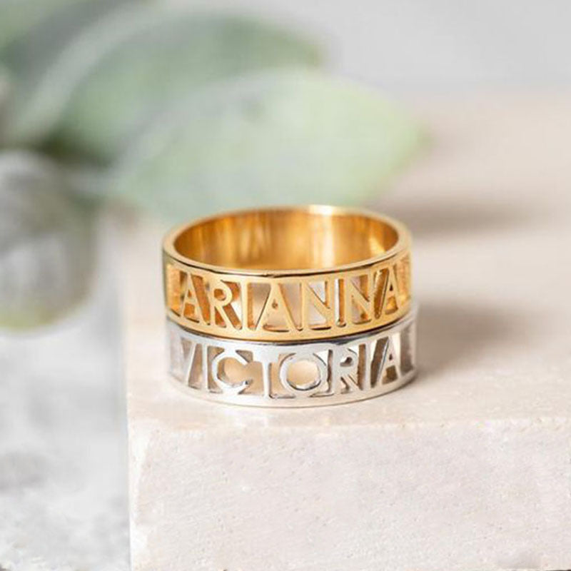 Custom Stainless Steel Name Ring Handmade Letters