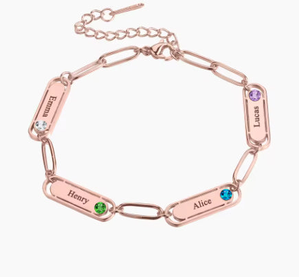 Custom Name Bracelet With Birthstone Personalized