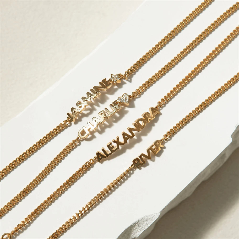 DIY Personalized Stainless Steel Name Bracelet Custom English Bracelet