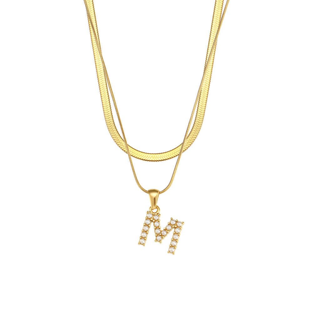 Fiona Layered Gold Initial Letter Necklace
