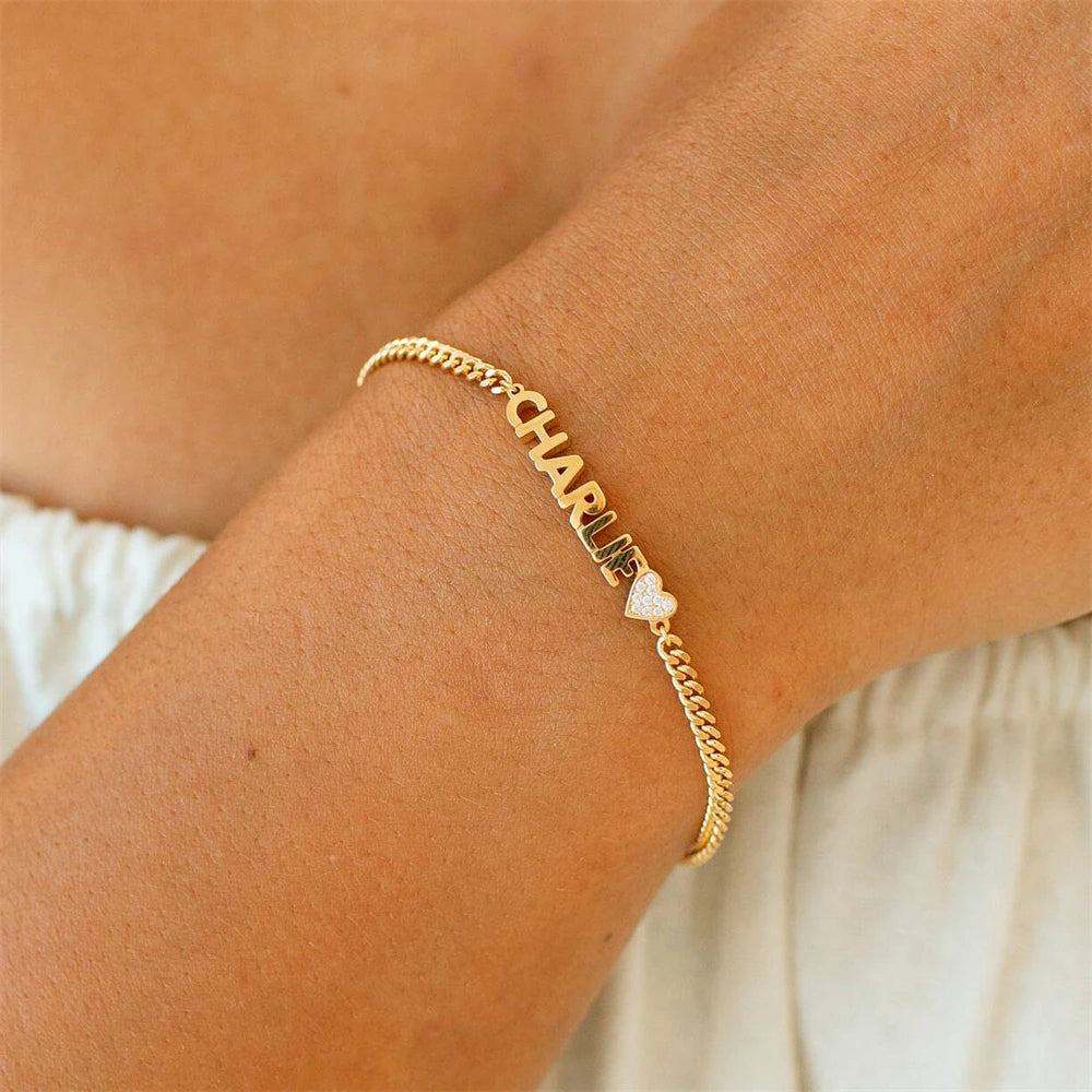 DIY Personalized Stainless Steel Name Bracelet Custom English Bracelet