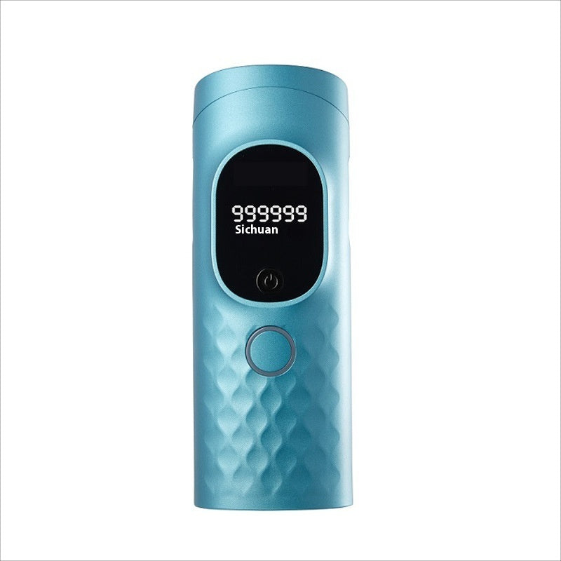 Blue IPL hair removal device with digital display and textured surface by Hair removal device