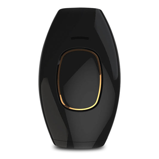 Smooth Beam black IPL laser hair removal device with sleek design and gold accent