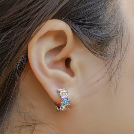 Fashionable irregular zirconium ear studs showcasing a multi-faceted design for a stylish look