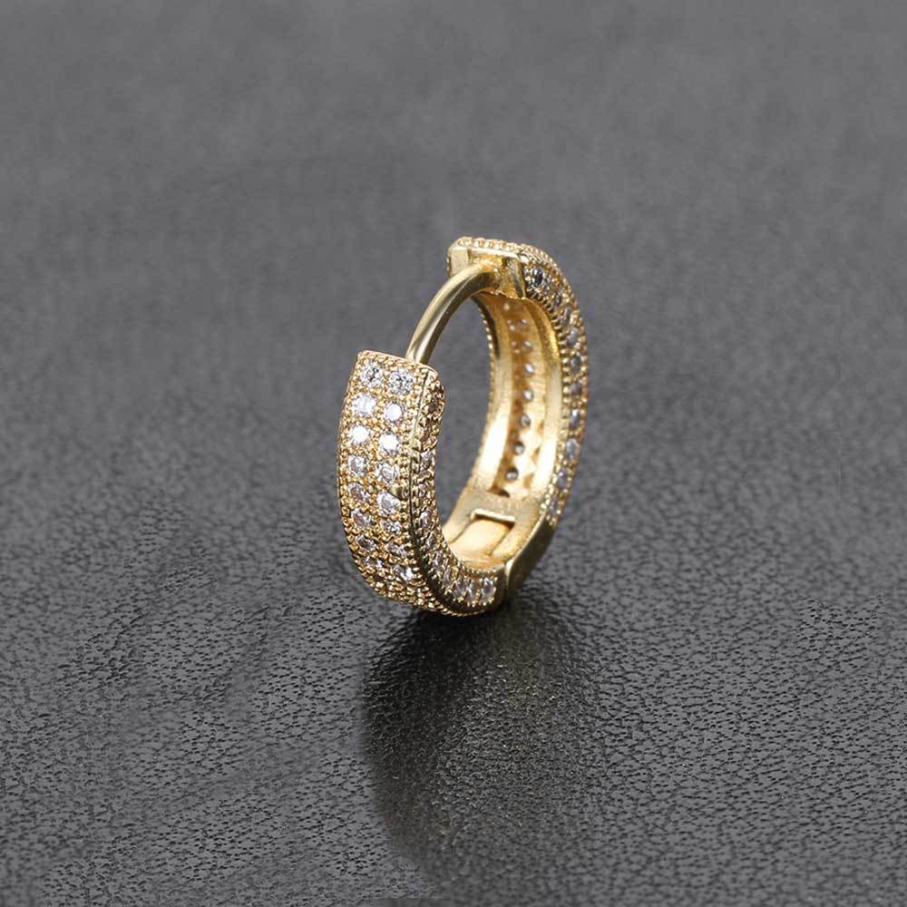 Gold pop hoop earrings USA with sparkling rhinestones for a glamorous look