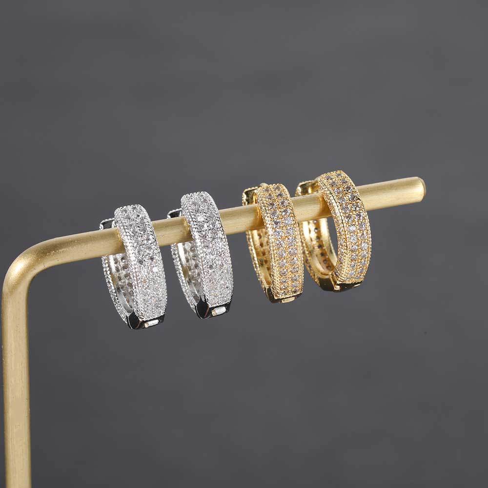 Sparkling pop hoop earrings USA in silver and gold for stylish statement looks