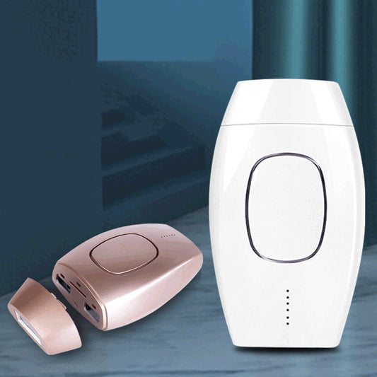 Smooth Beam portable laser hair removal device in white and rose gold with detachable heads for easy use