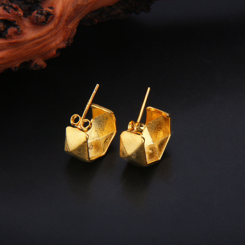 Gold Geometric Hoop Earrings with Unique Design for Stylish Accessories