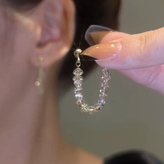 Simple hand earrings USA with sparkling beads in a stylish hoop design