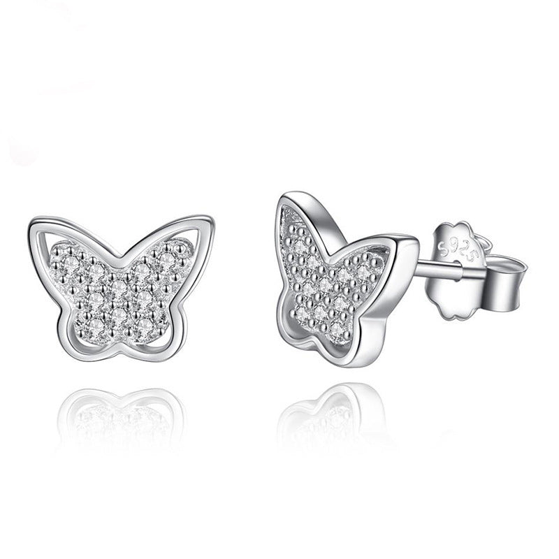 Statement Earrings sterling silver butterfly earrings with sparkling embellishments for elegant looks