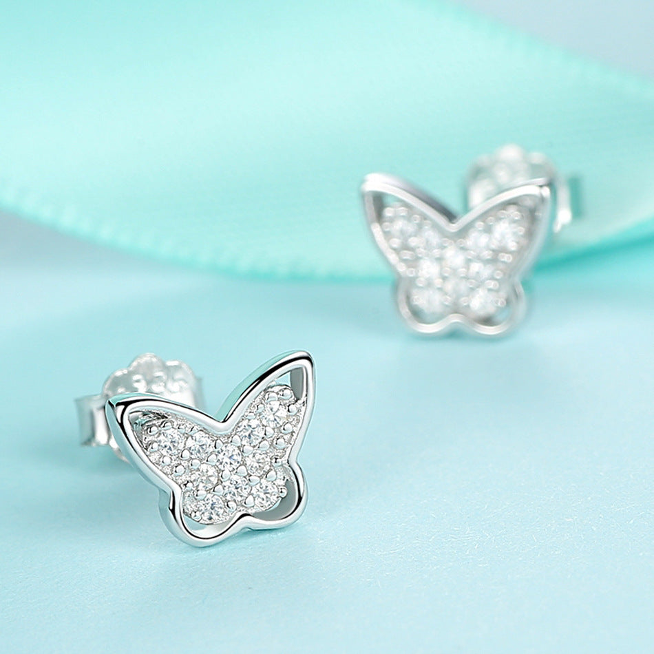 Sterling silver butterfly earrings with sparkling embellishments for elegant styles