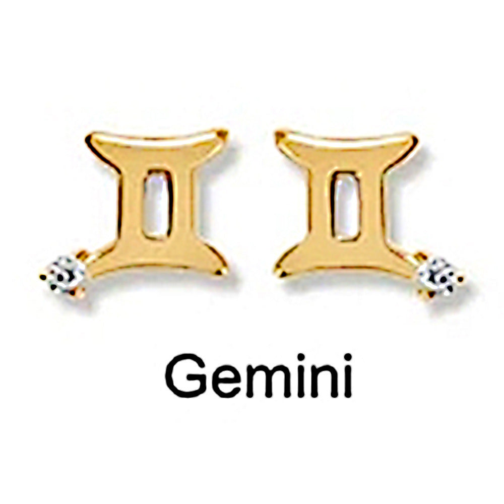 Gold Gemini Constellation Earrings with Sterling Silver Constellation Earrings Design and Sparkling Details