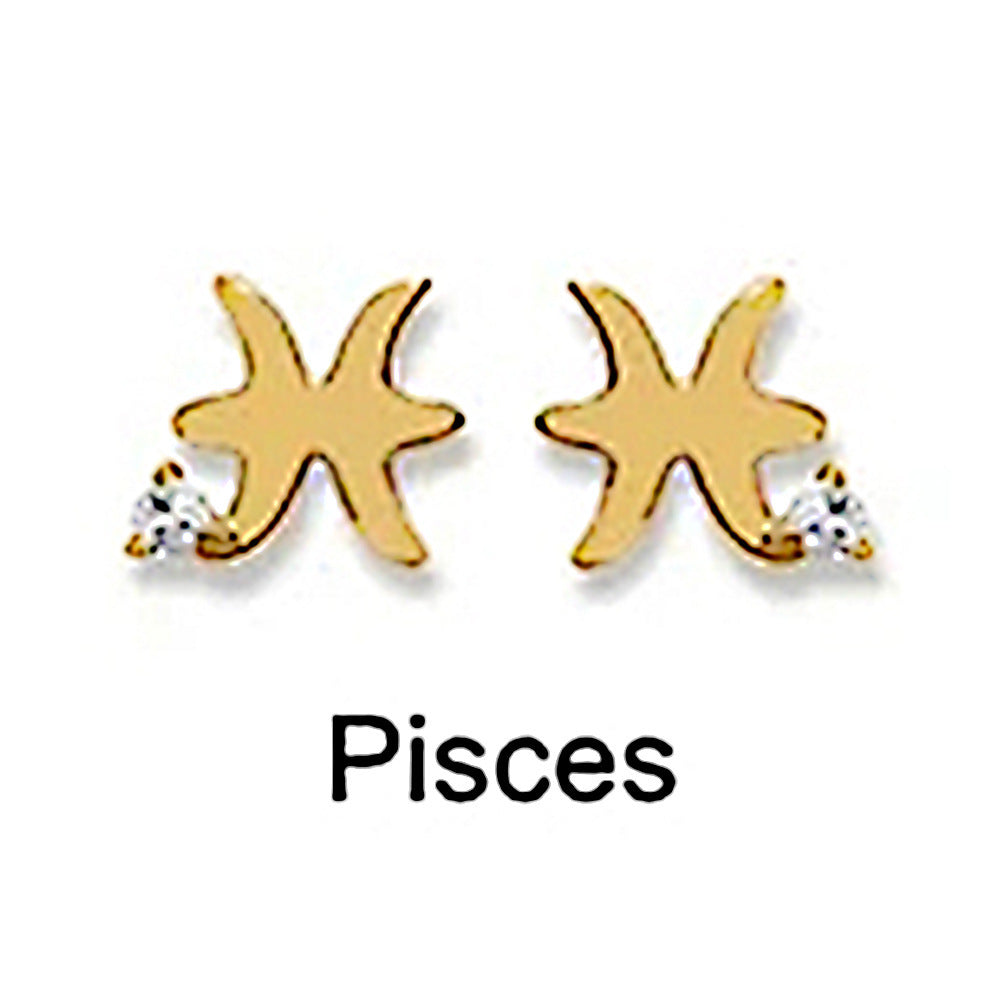 Gold Starfish Earrings with Sparkling Accents for Pisces Zodiac Fans, featuring sterling silver constellation earrings