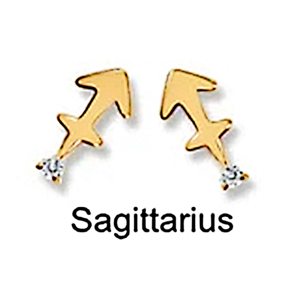 Gold Sagittarius Hoops with Clear Gem Accents, inspired by the Zodiac for stylish earrings