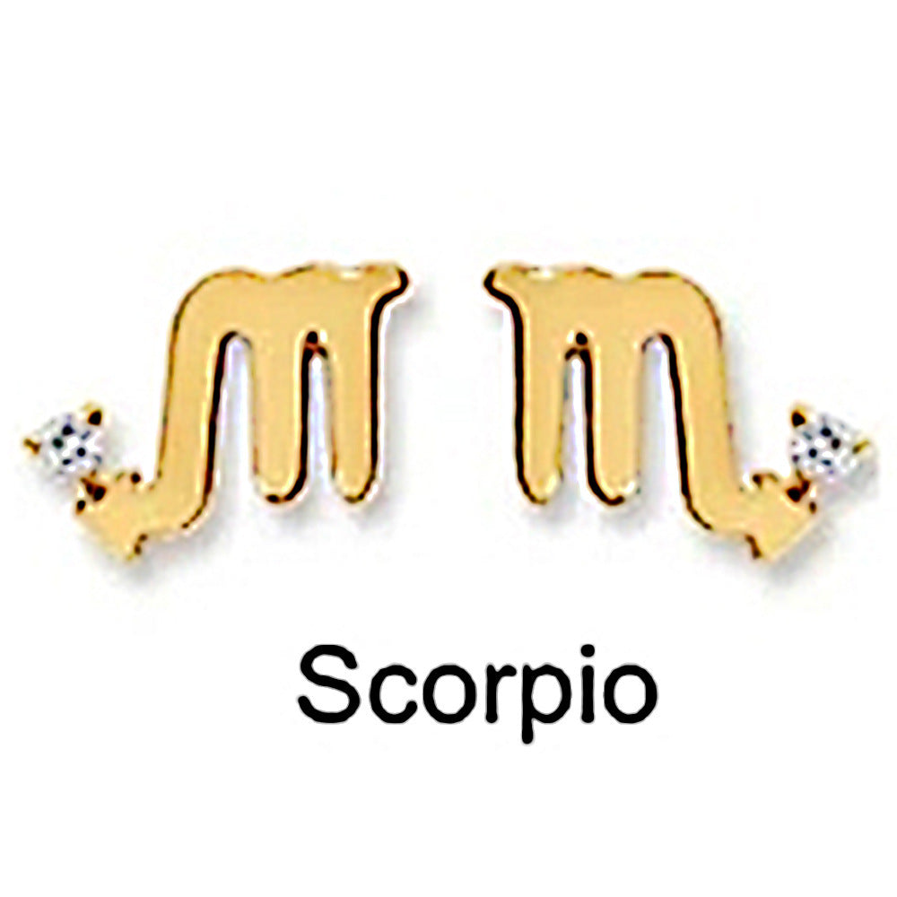 Stylish Statement Earrings featuring Scorpio design in gold with sparkling details and Sterling Silver Constellation Earrings