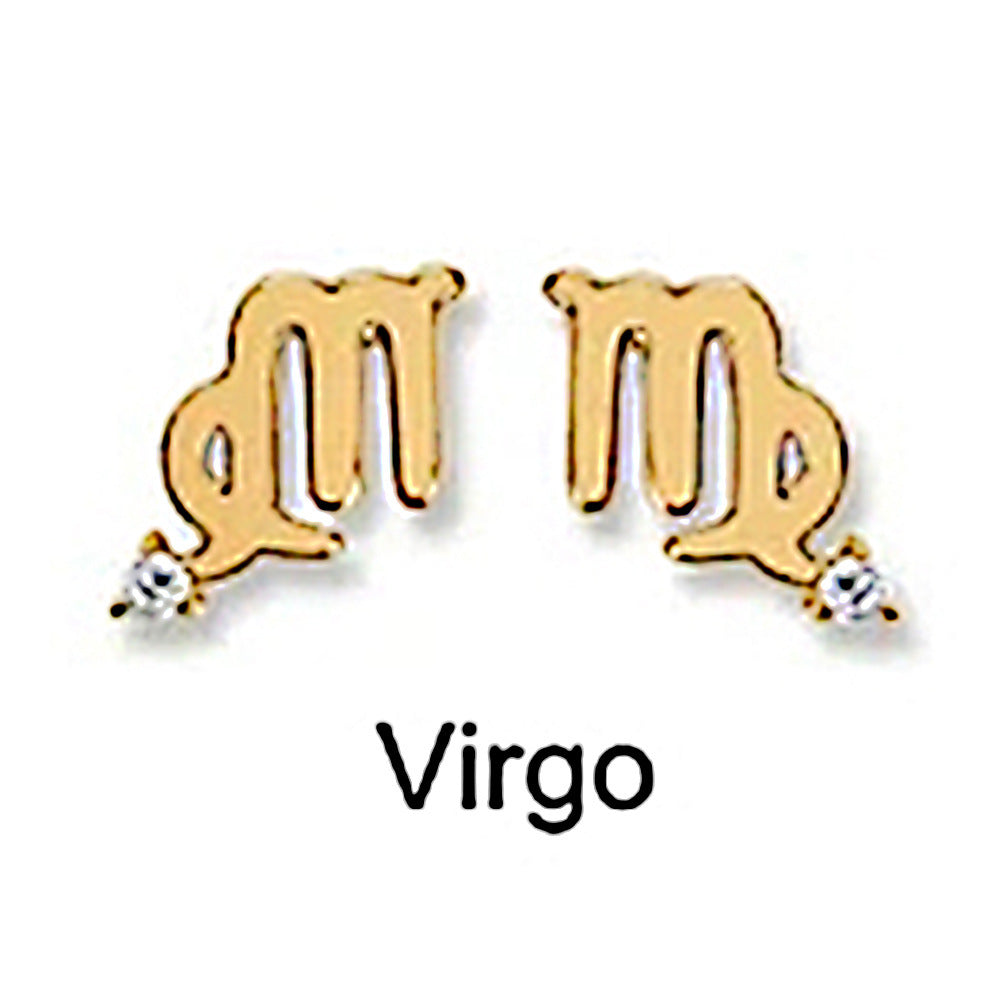 Gold Statement Earrings featuring Zodiac Virgo Design with Sterling Silver Constellation Earrings