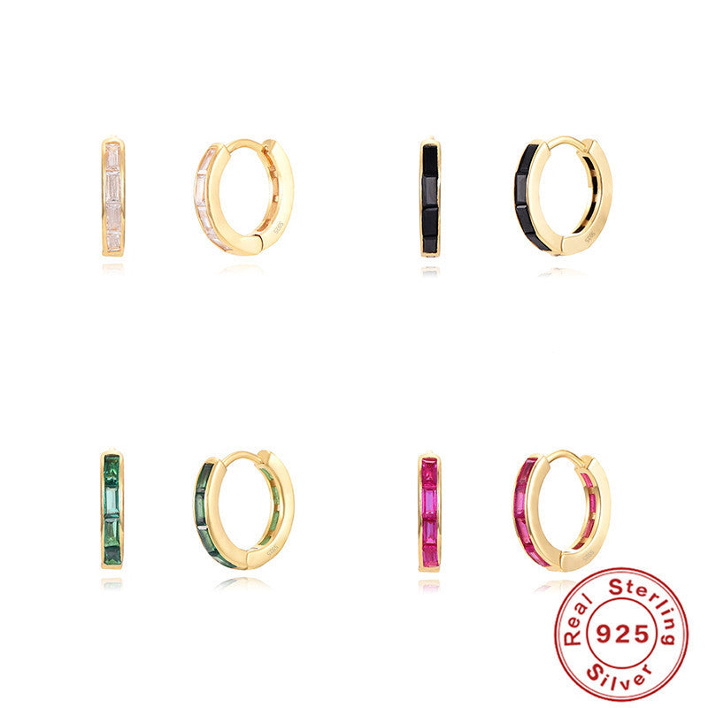 Statement Earrings Sterling Silver Crystal Earrings in Various Colors with Secure Hinged Closure